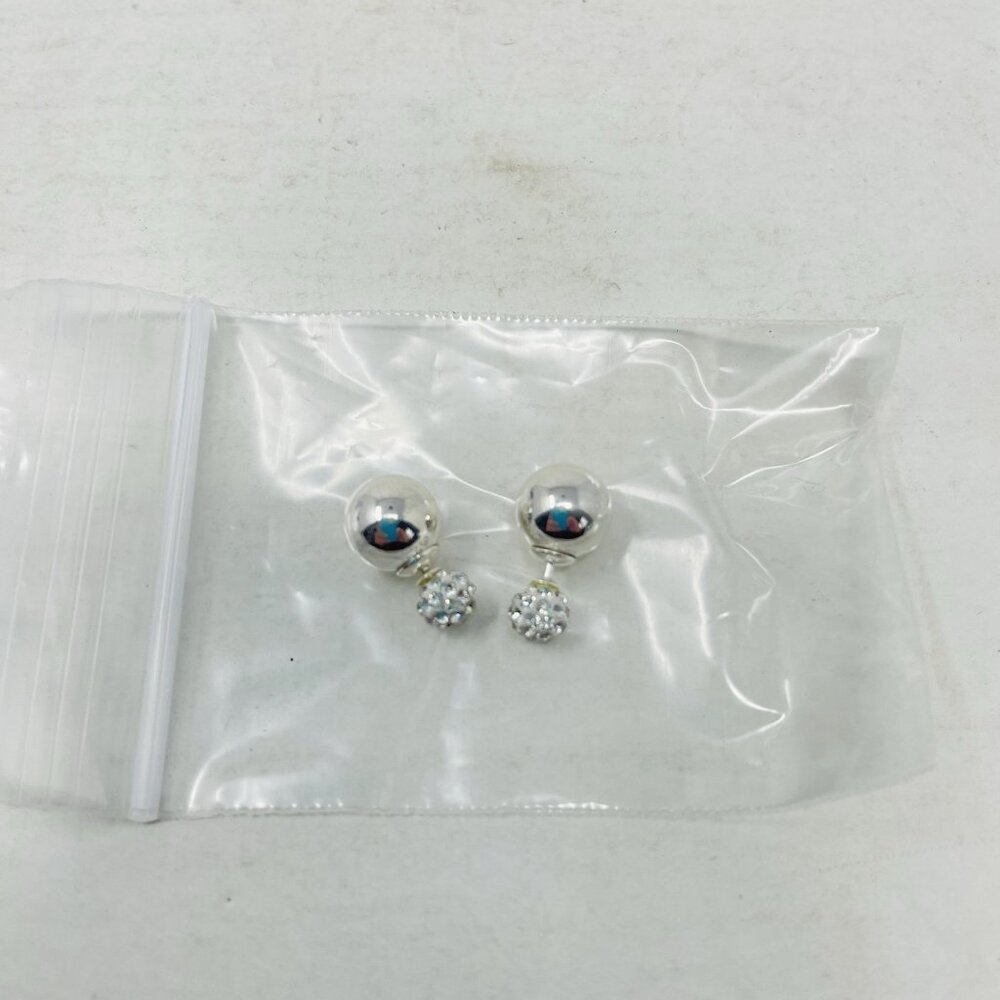 Austrian Crystal Platinum Over 925 Sterling Silver Front and Back Earrings 5079